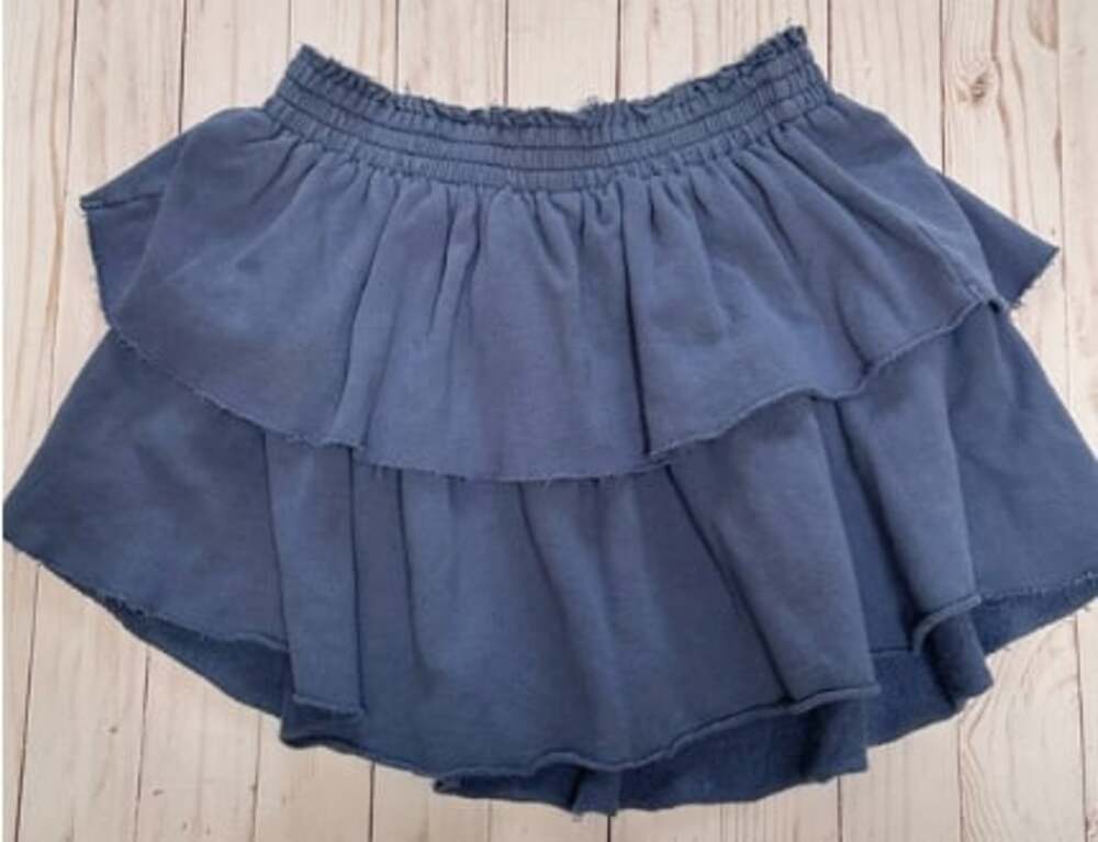 AERIE Blue Sweatshirt Knit Tiered Ruffle Mini Skirt with Elastic Waist - size me